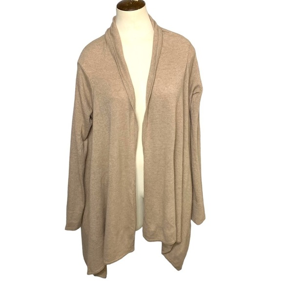L'officiel Beige Open Knit Cardigan Sweater Lambswool Cashmere Angora Wrap Sz S - Picture 3 of 14